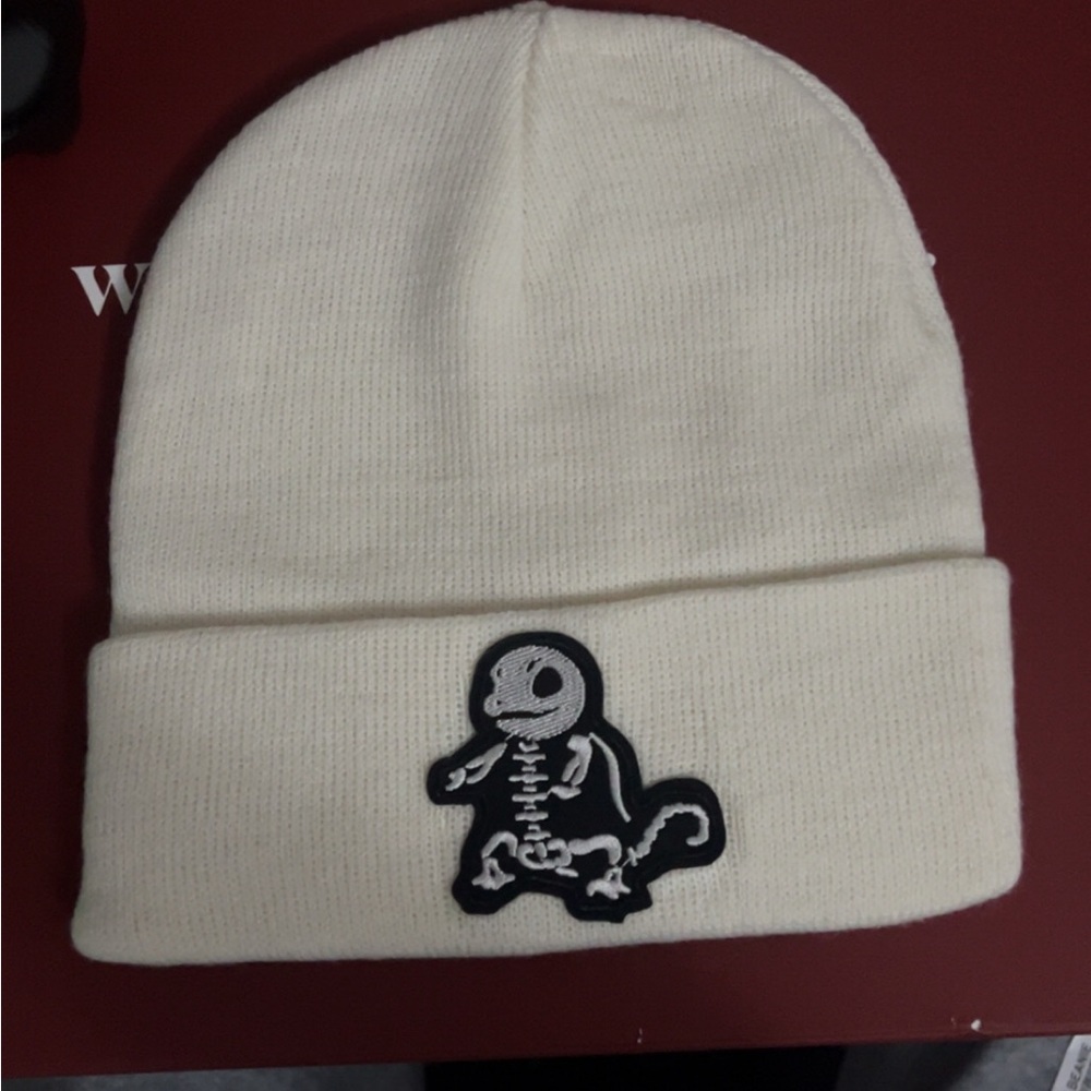 White Beanie with Skeleton Squirtle Patch